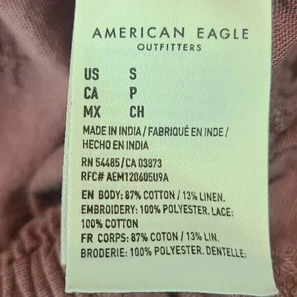 AMERICAN EAGLE Women's Pink Ruffle Cropped Tank Adjustable Straps - Size Small - Picture 11 of 11